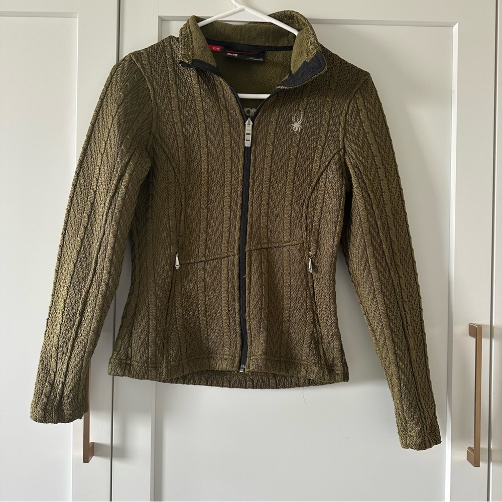 Spyder Green Ski Jacket with Stand-Up Collar